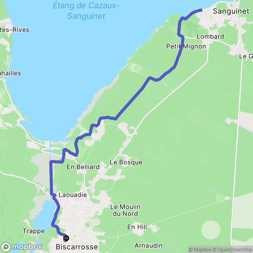 Biscarrosse : carte du parcours de randonnée - France