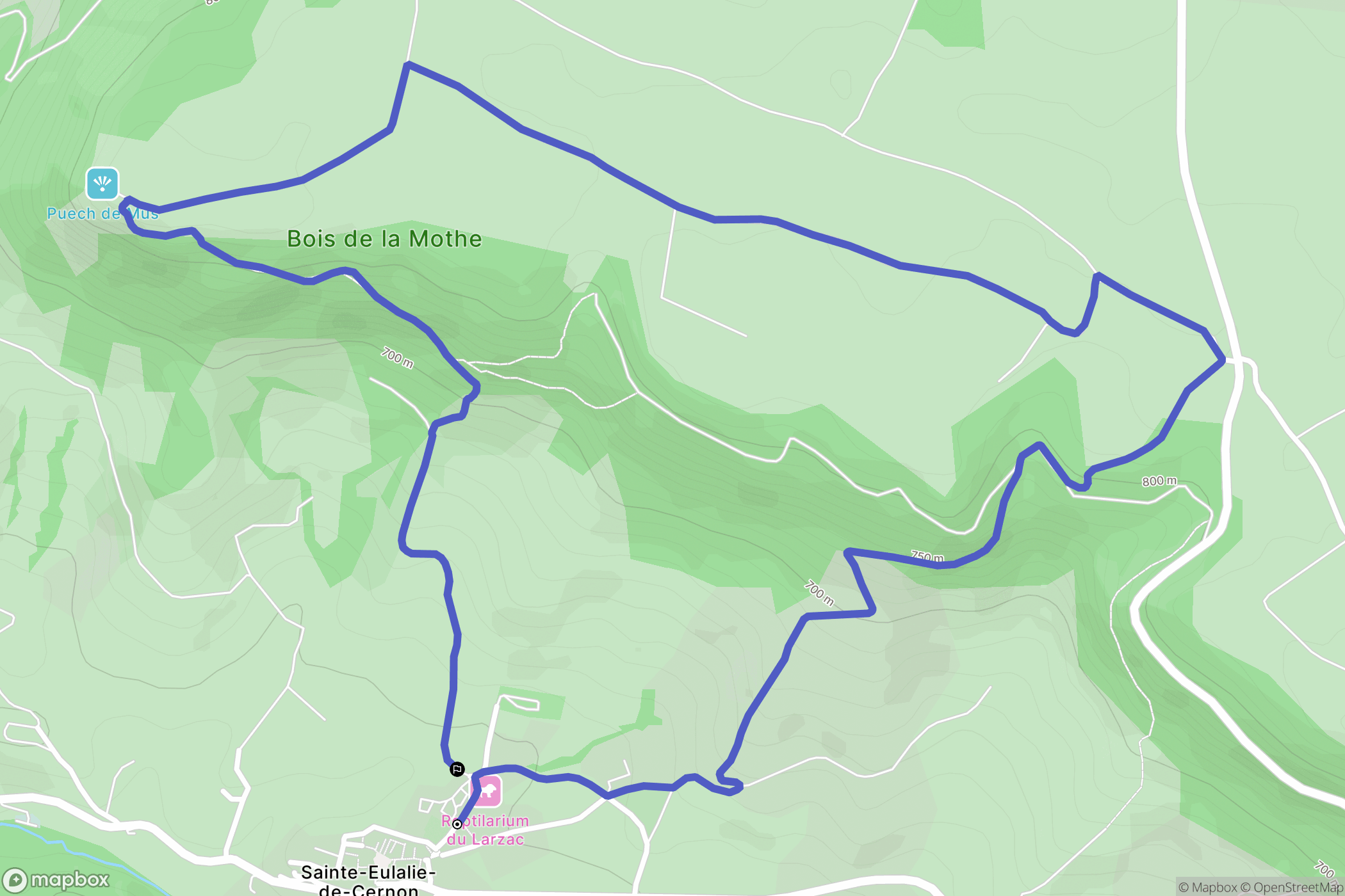 Sainte-Eulalie-de-Cernon : carte du parcours de randonnée - France