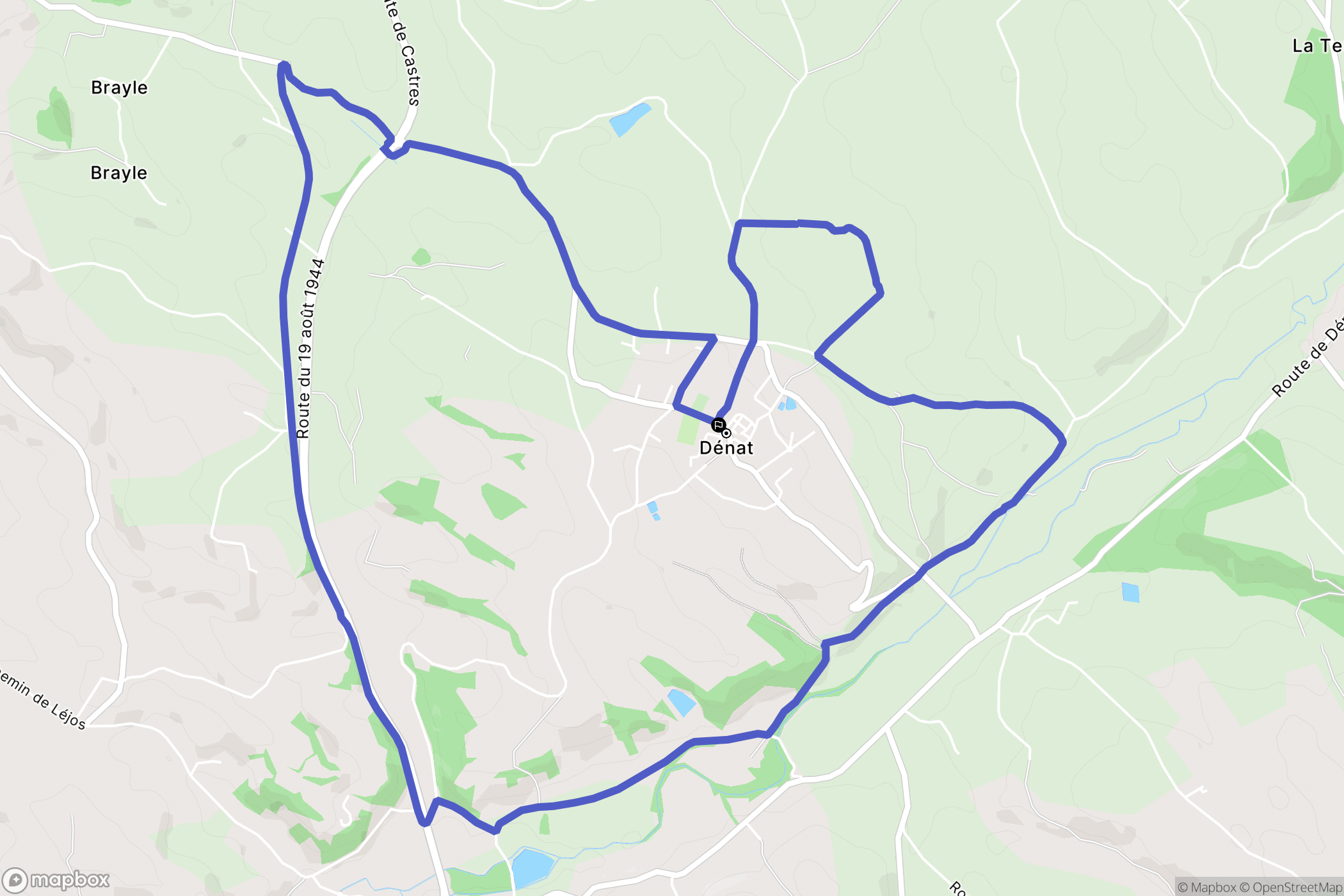 Denat : carte du parcours de randonnée - France