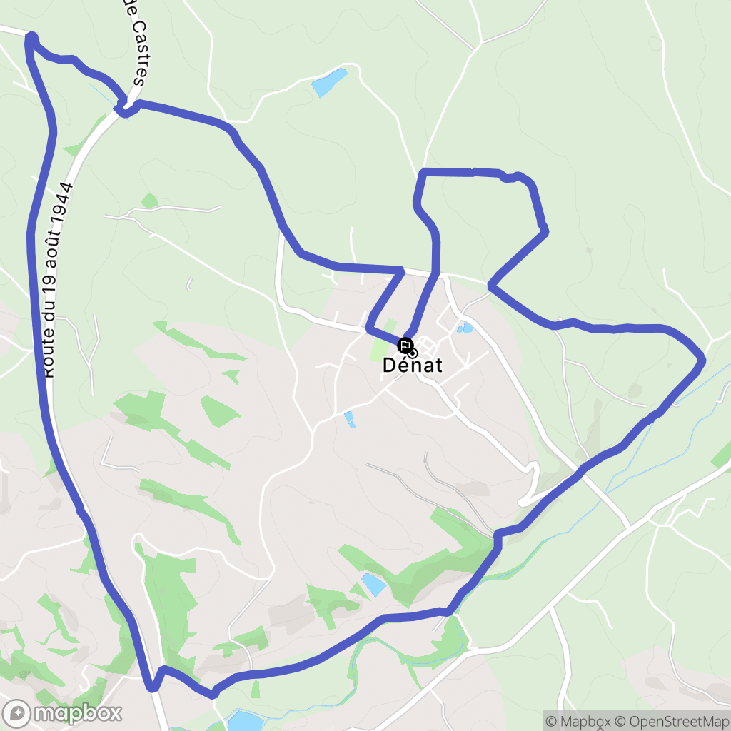 Denat : carte du parcours de randonnée - France