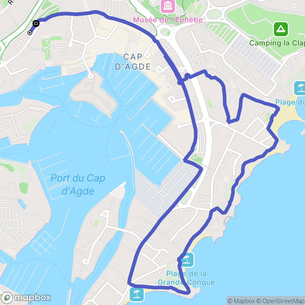 Agde : carte du parcours de randonnée - France
