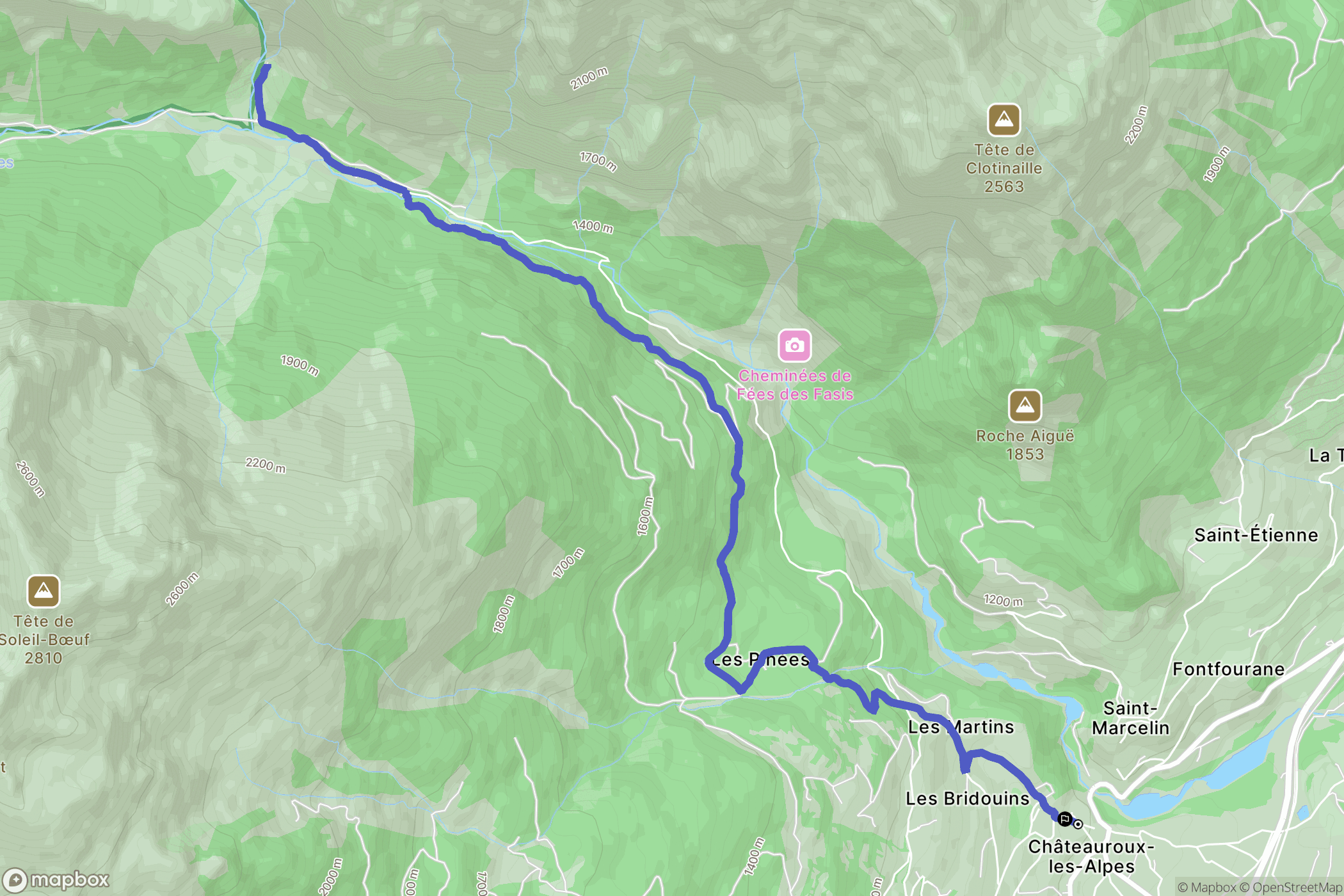 Châteauroux-les-Alpes : carte du parcours de randonnée - France