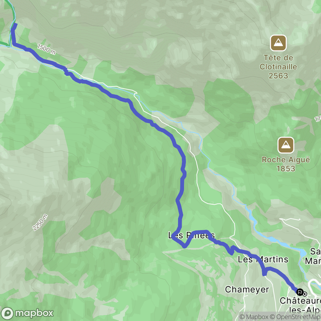Châteauroux-les-Alpes : carte du parcours de randonnée - France