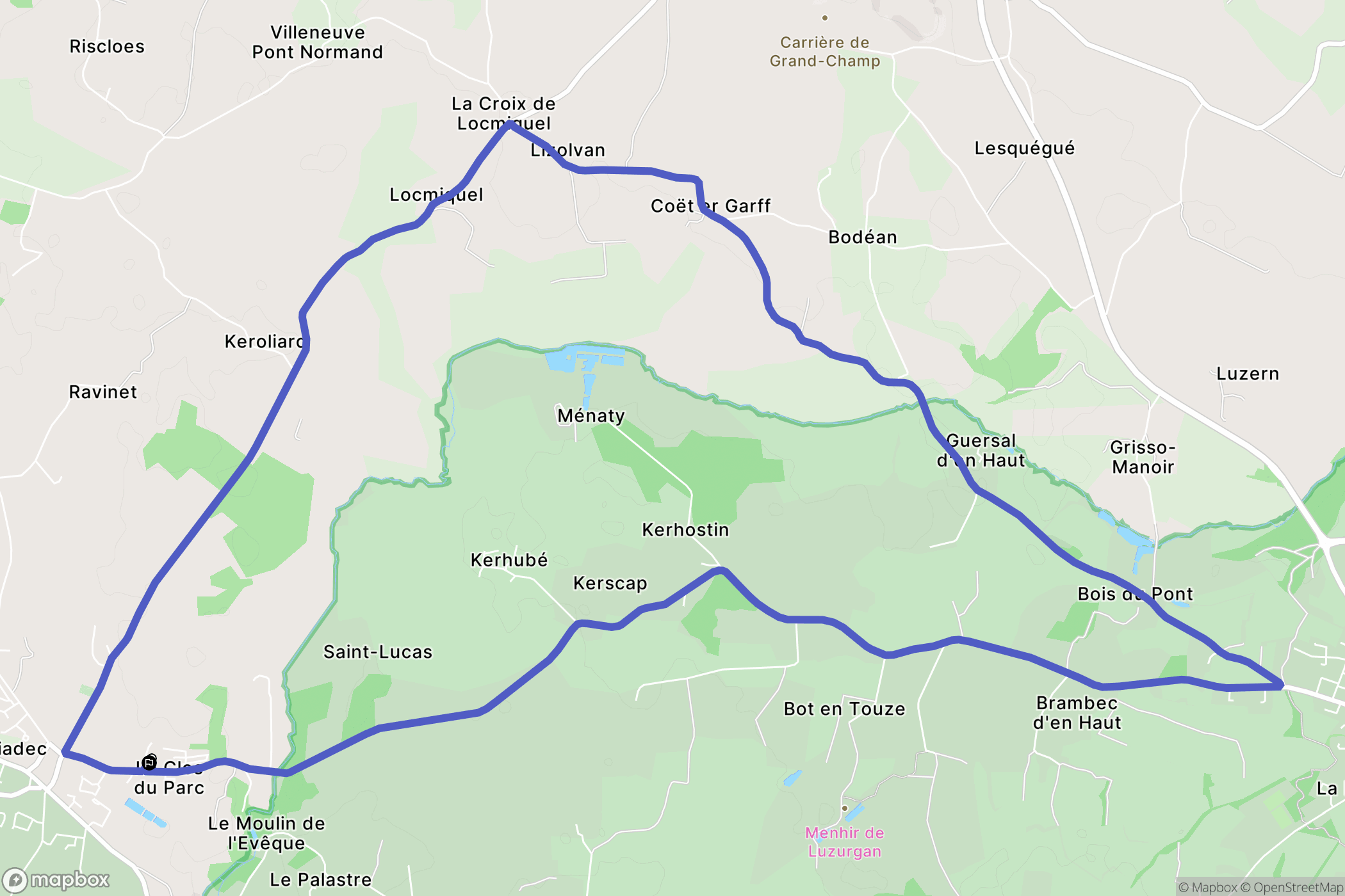 Plumergat : carte du parcours de randonnée - France