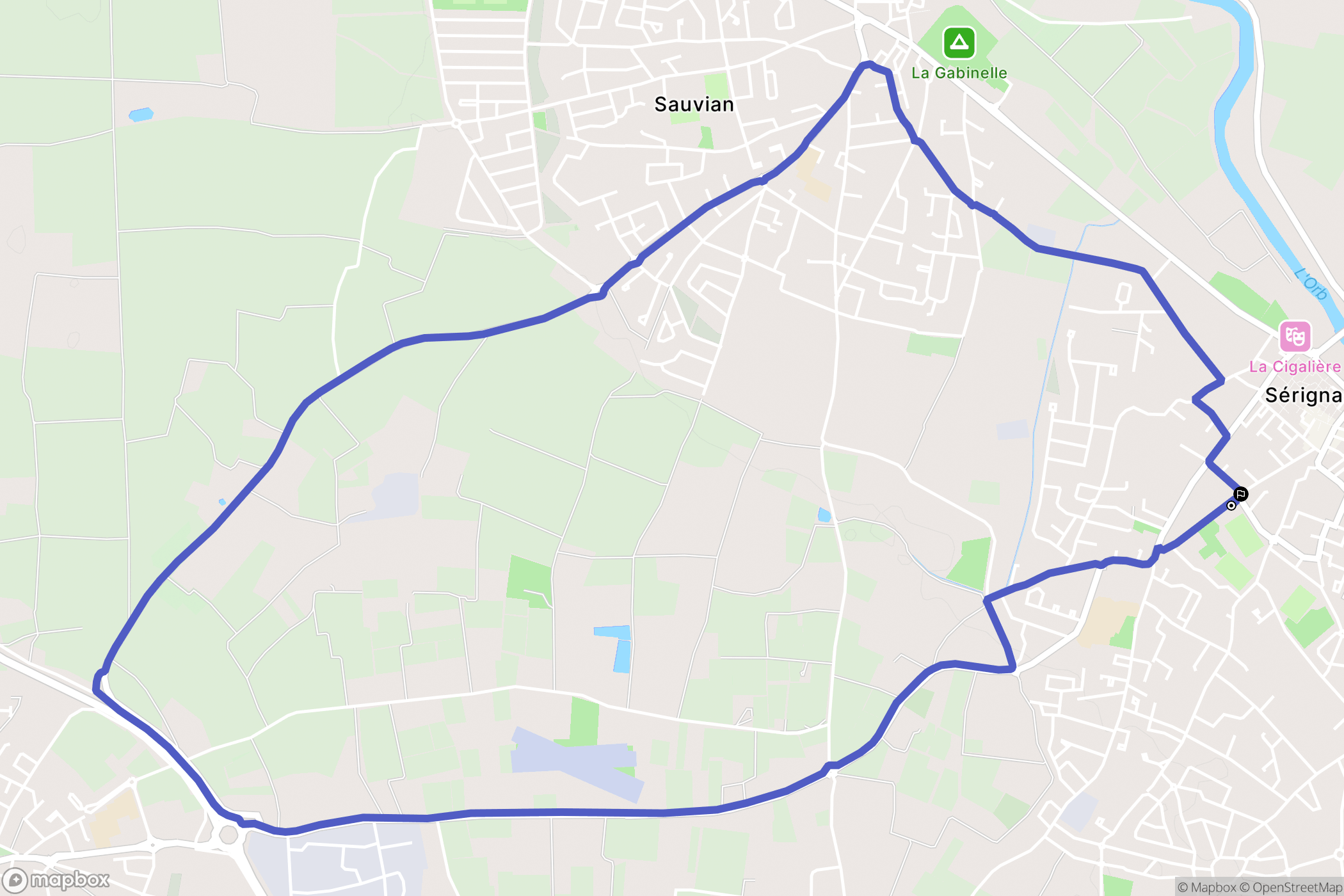 Sérignan : carte du parcours de randonnée - France