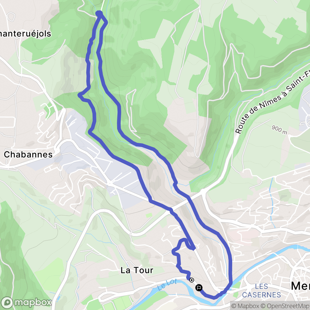 Mende : carte du parcours de randonnée - France