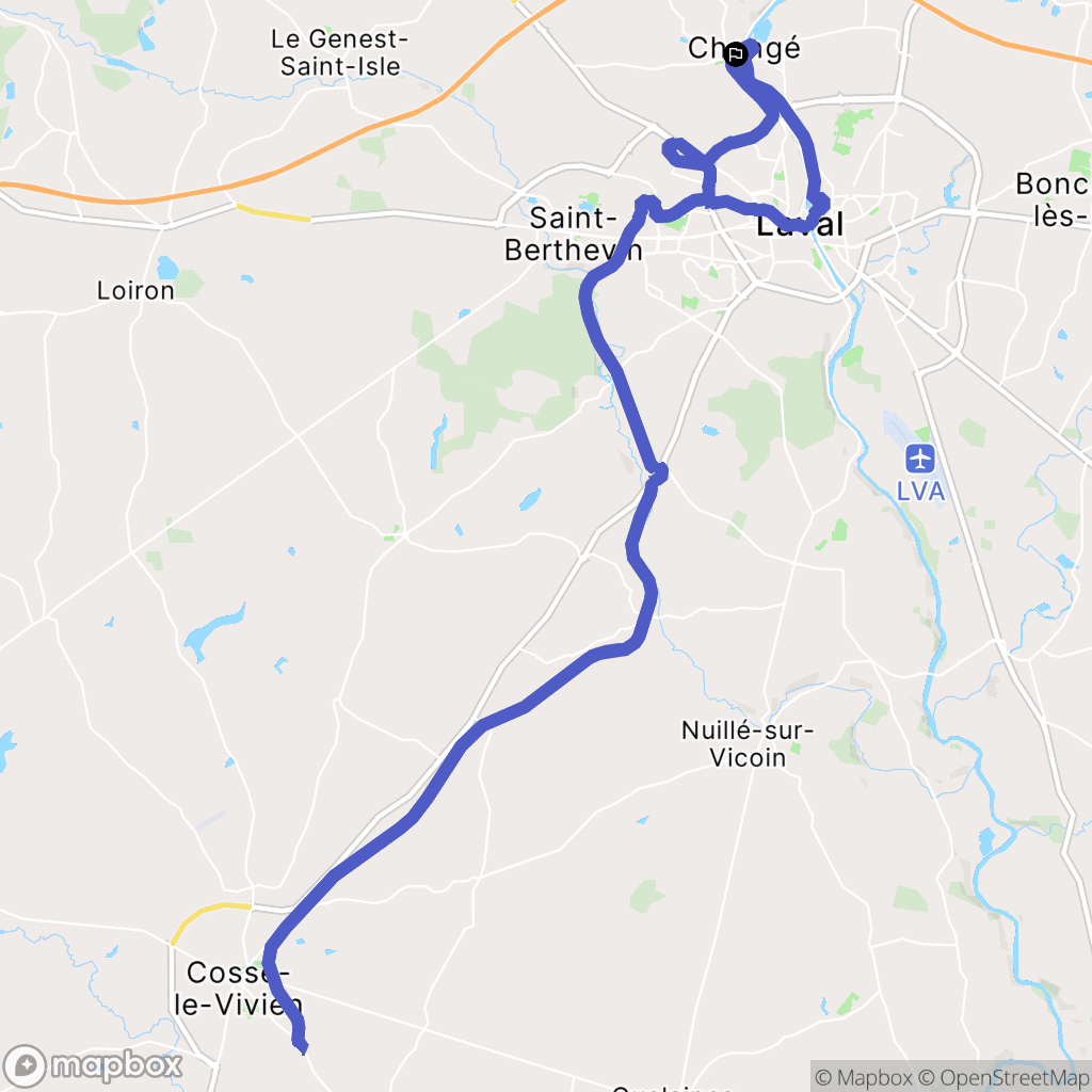 Changé : carte du parcours de randonnée - France