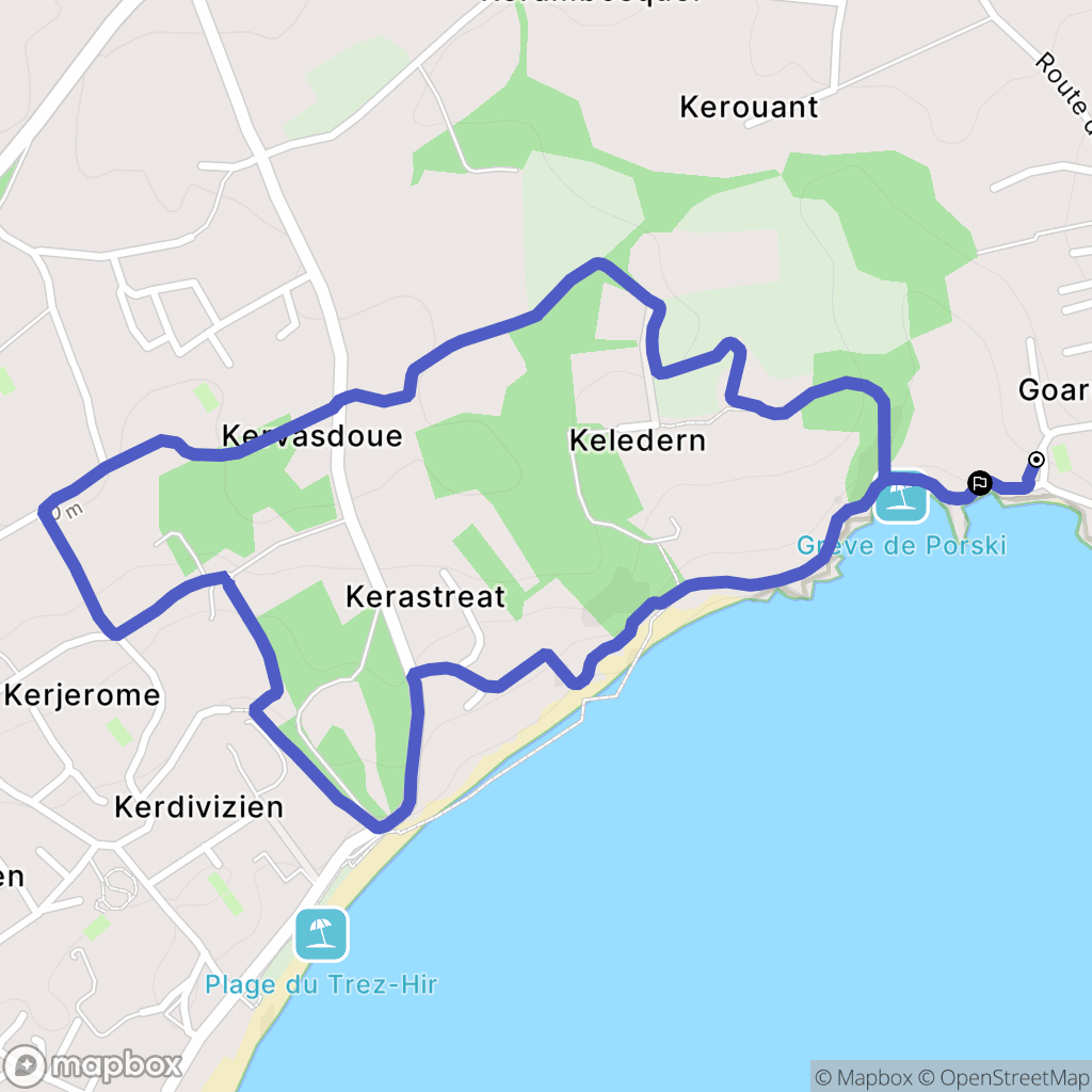 Plougonvelin : carte du parcours de randonnée - France