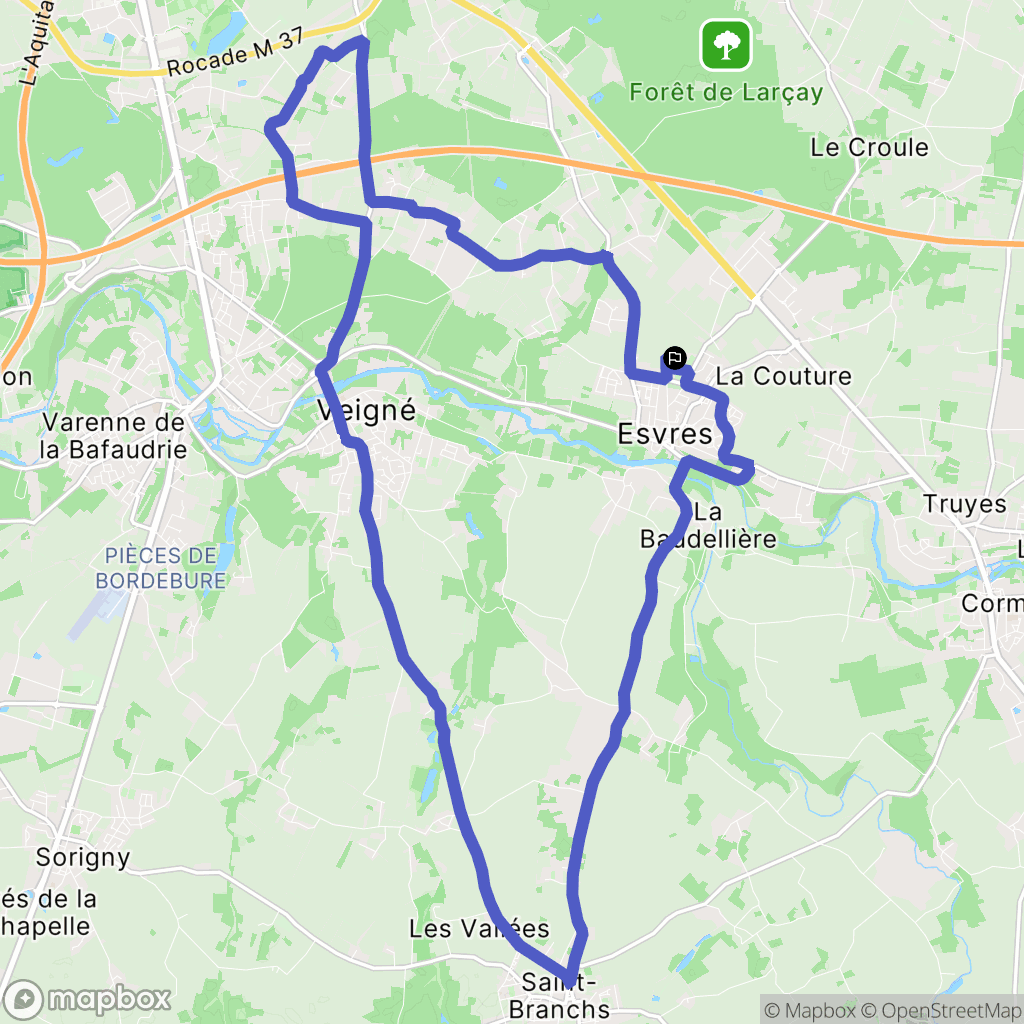 Esvres-sur-Indre : carte du parcours de randonnée - France
