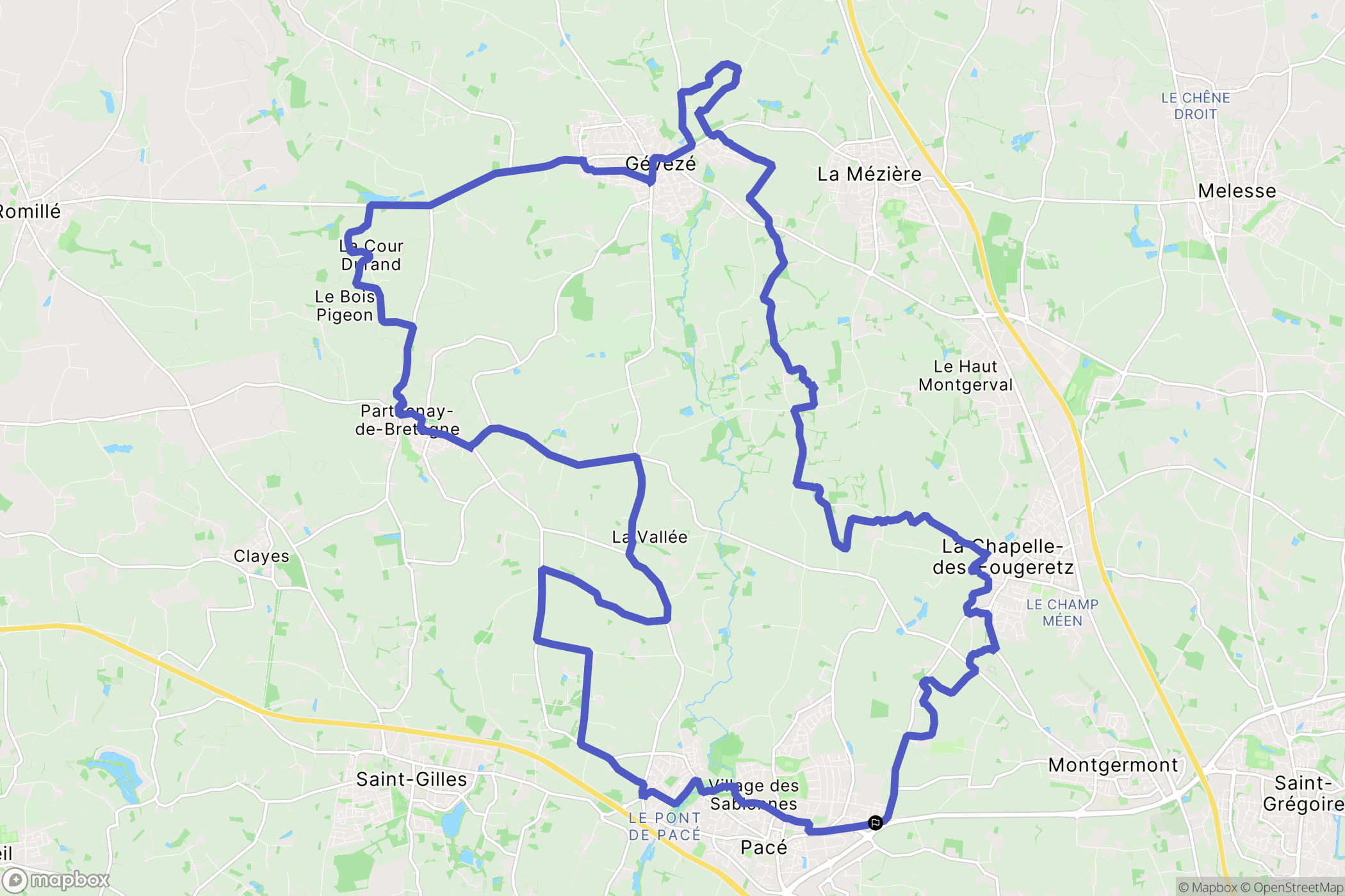 Pacé : carte du parcours de randonnée - France