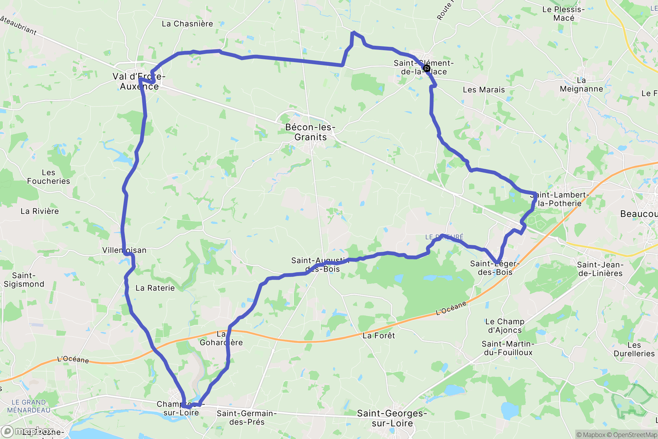 Saint-Clément-de-la-Place : carte du parcours de randonnée - France