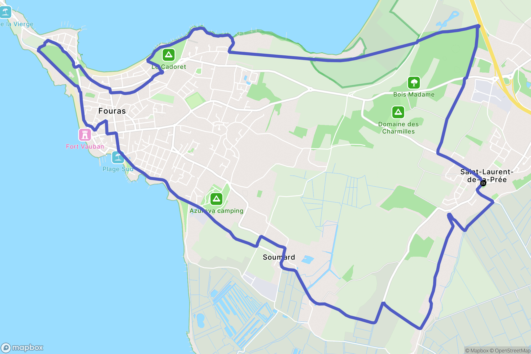 Saint-Laurent-de-la-Prée : carte du parcours de randonnée - France