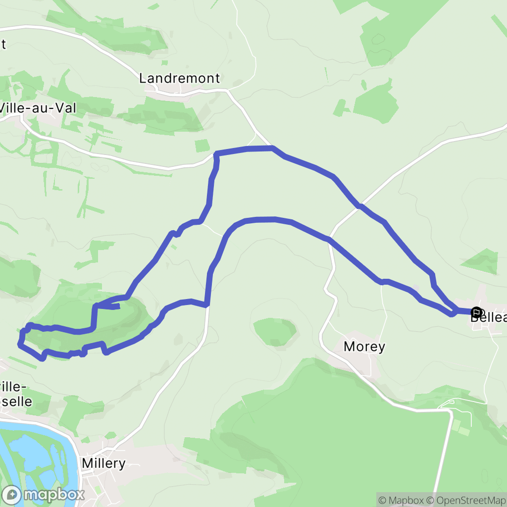 Belleau : carte du parcours de randonnée - France