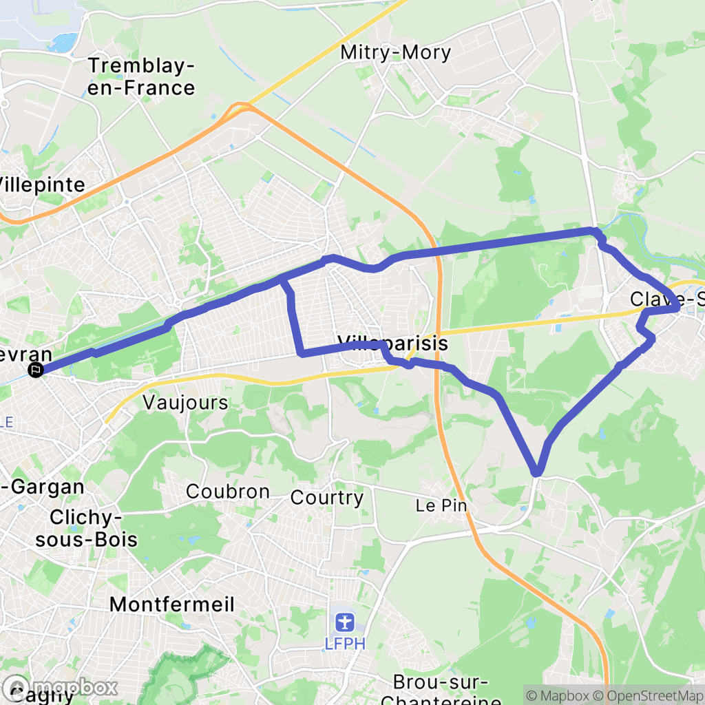 Sevran : carte du parcours de randonnée - France