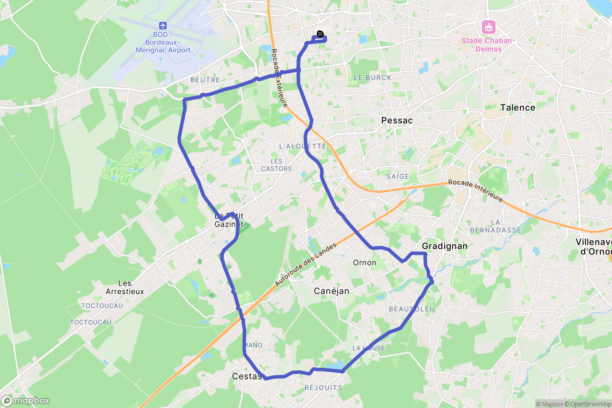 Mérignac : carte du parcours de randonnée - France