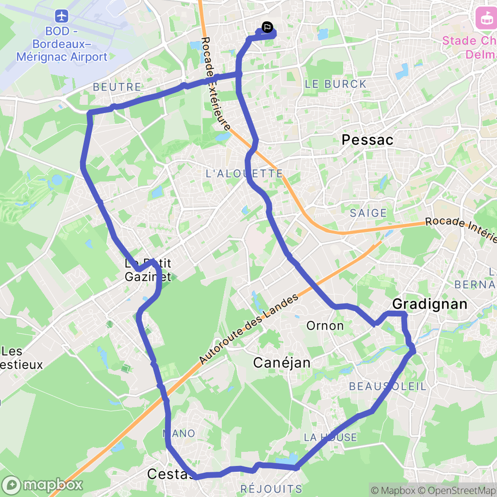 Mérignac : carte du parcours de randonnée - France