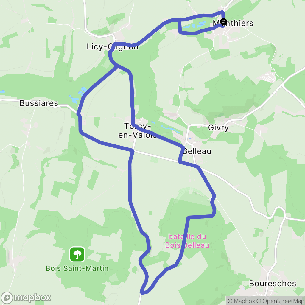 Monthiers : carte du parcours de randonnée - France