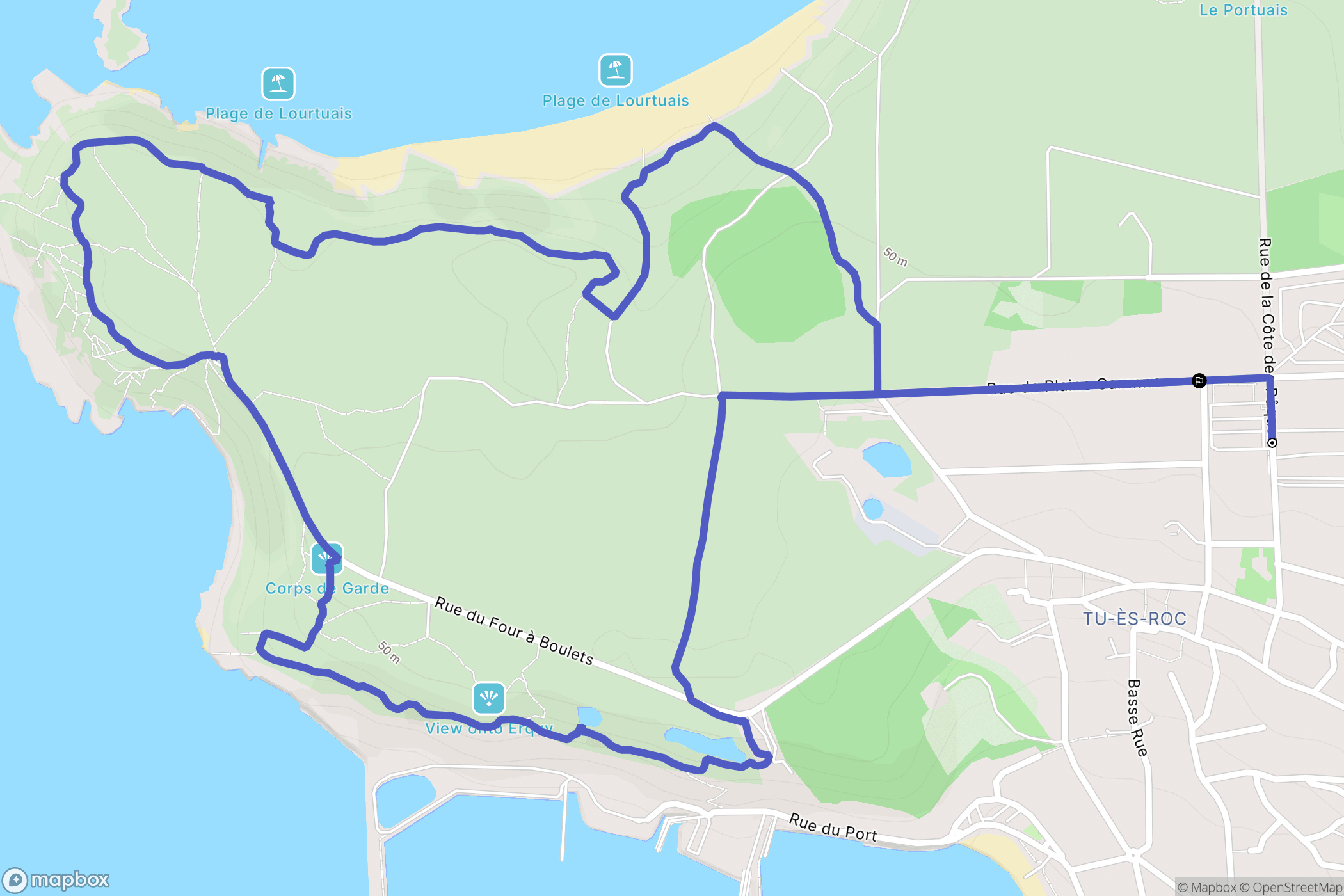 Erquy : carte du parcours de randonnée - France