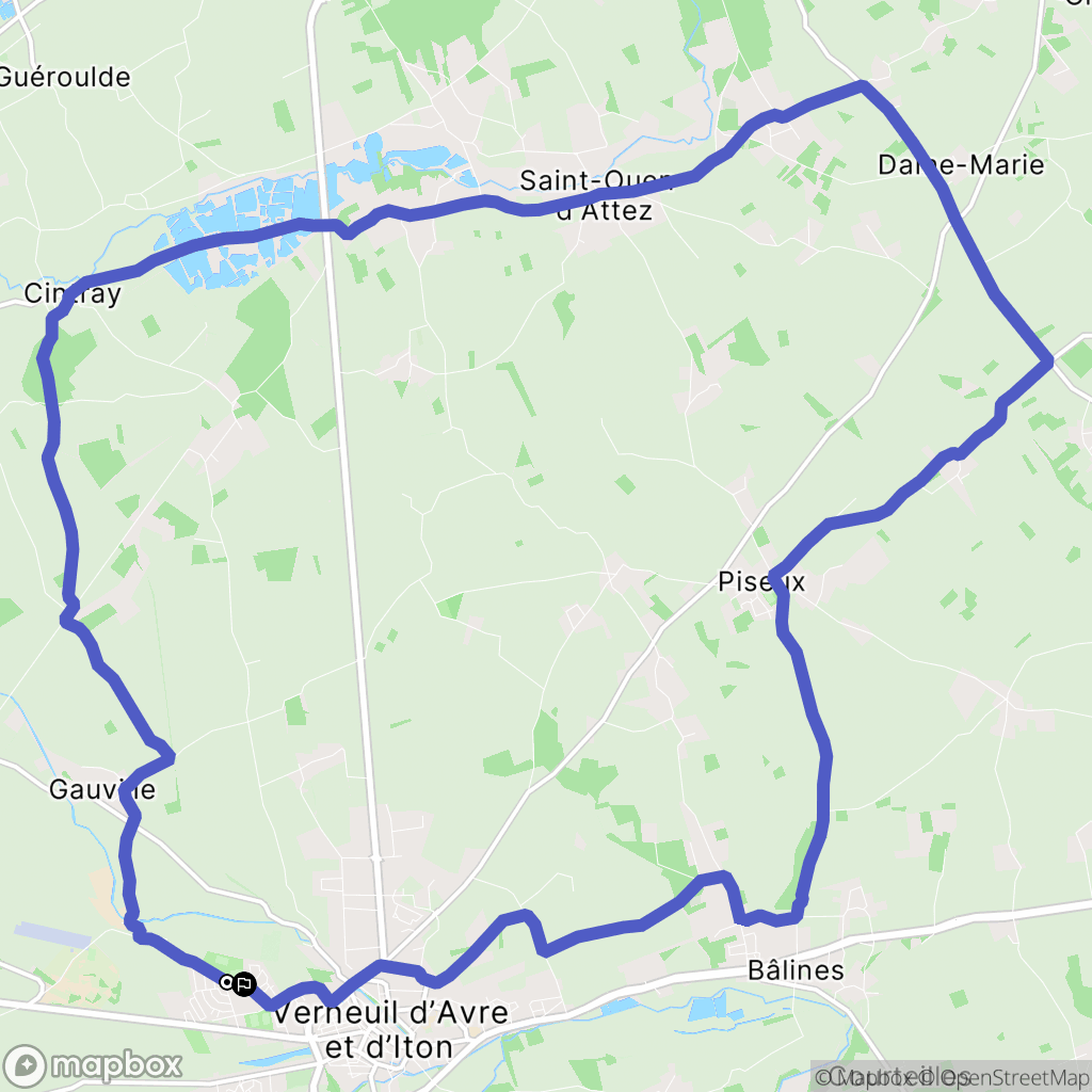 Verneuil d'Avre et d'Iton : carte du parcours de randonnée - France