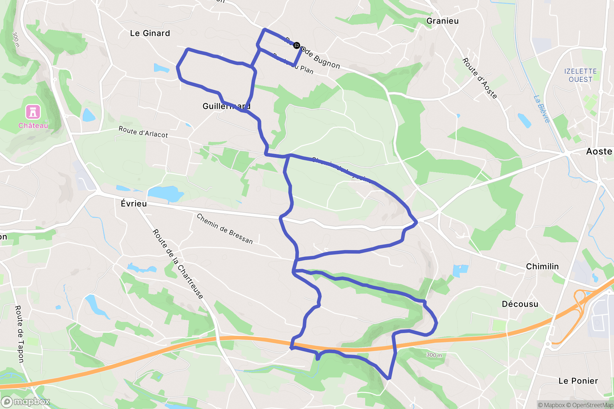 Corbelin : carte du parcours de randonnée - France