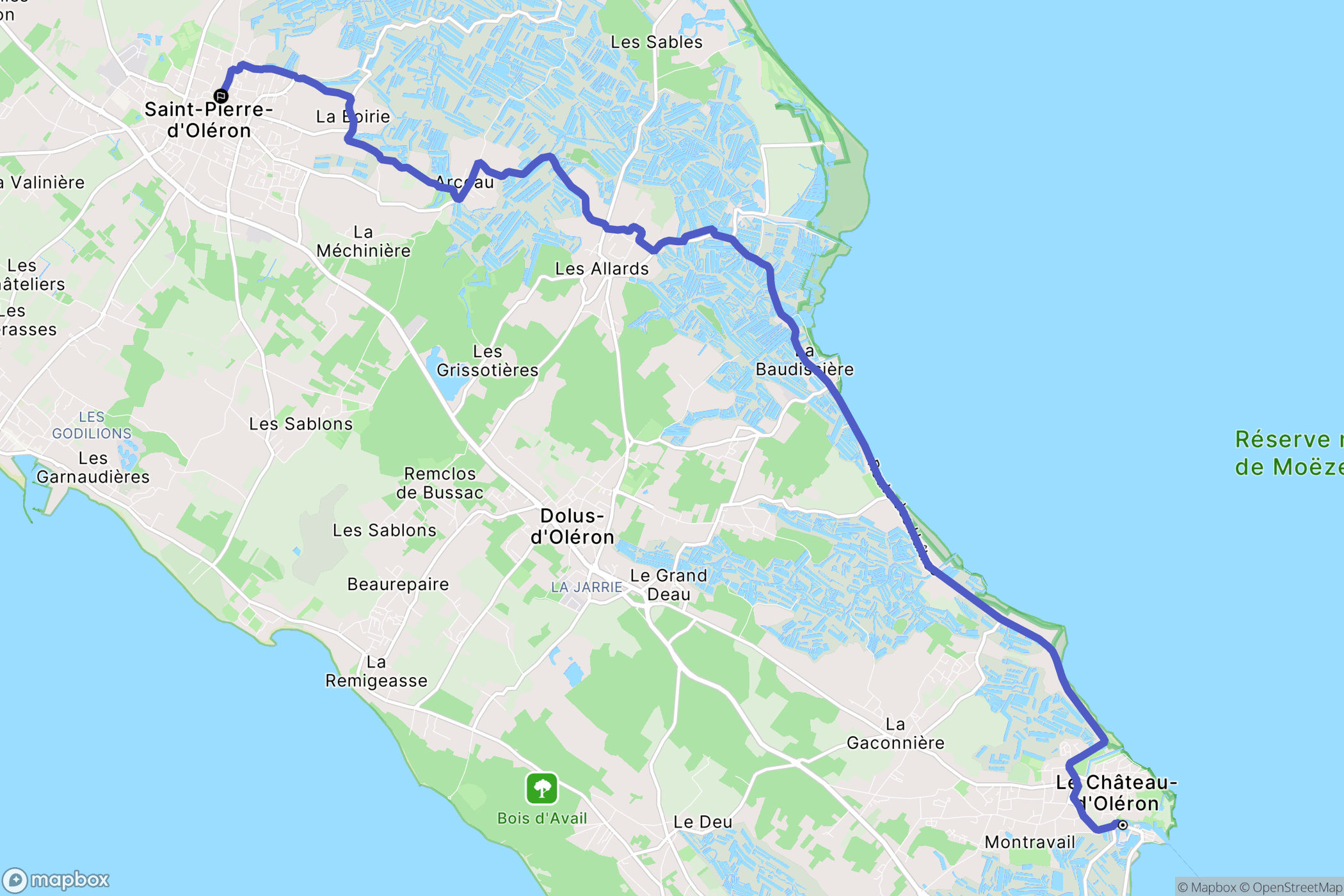 Le Château-d'Oléron : carte du parcours de randonnée - France