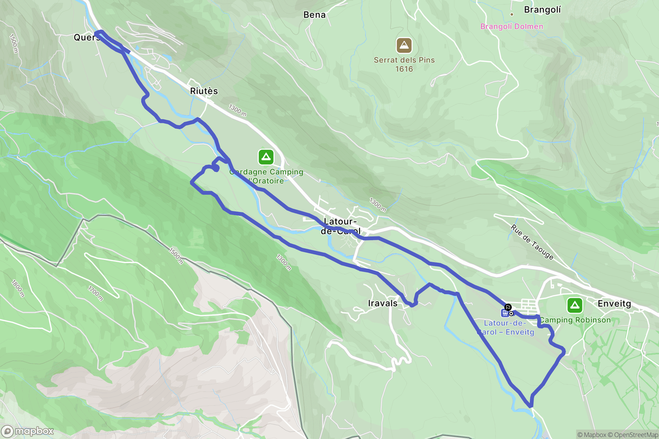 Enveitg : carte du parcours de randonnée - France