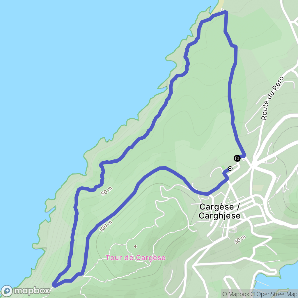Cargèse : carte du parcours de randonnée - France
