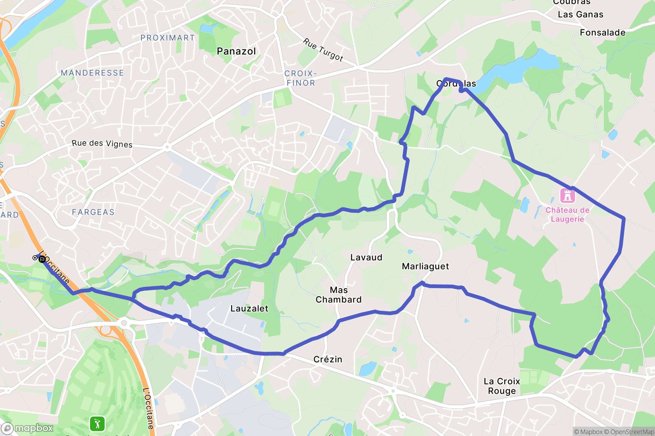 Limoges : carte du parcours de randonnée - France