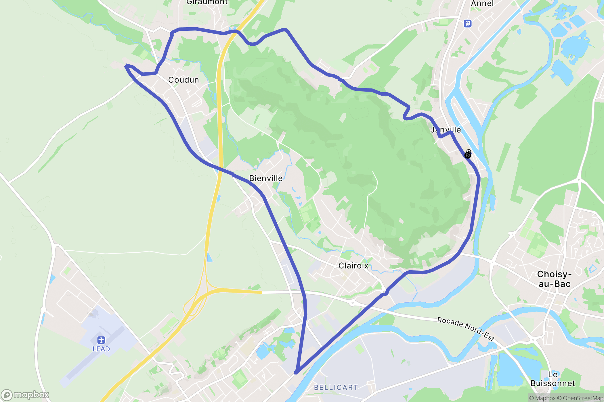 Janville : carte du parcours de randonnée - France