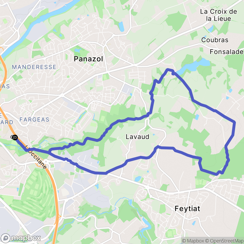 Limoges : carte du parcours de randonnée - France