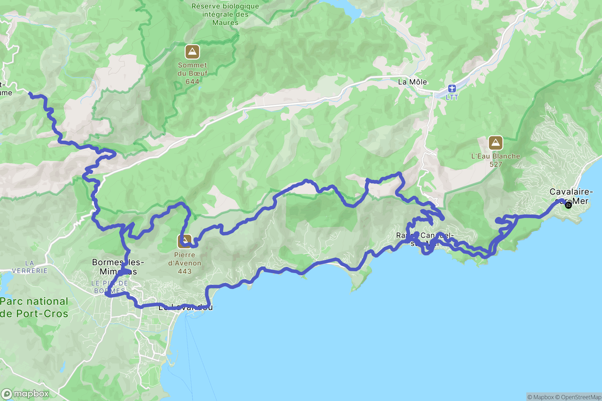 Cavalaire-sur-Mer : carte du parcours de randonnée - France