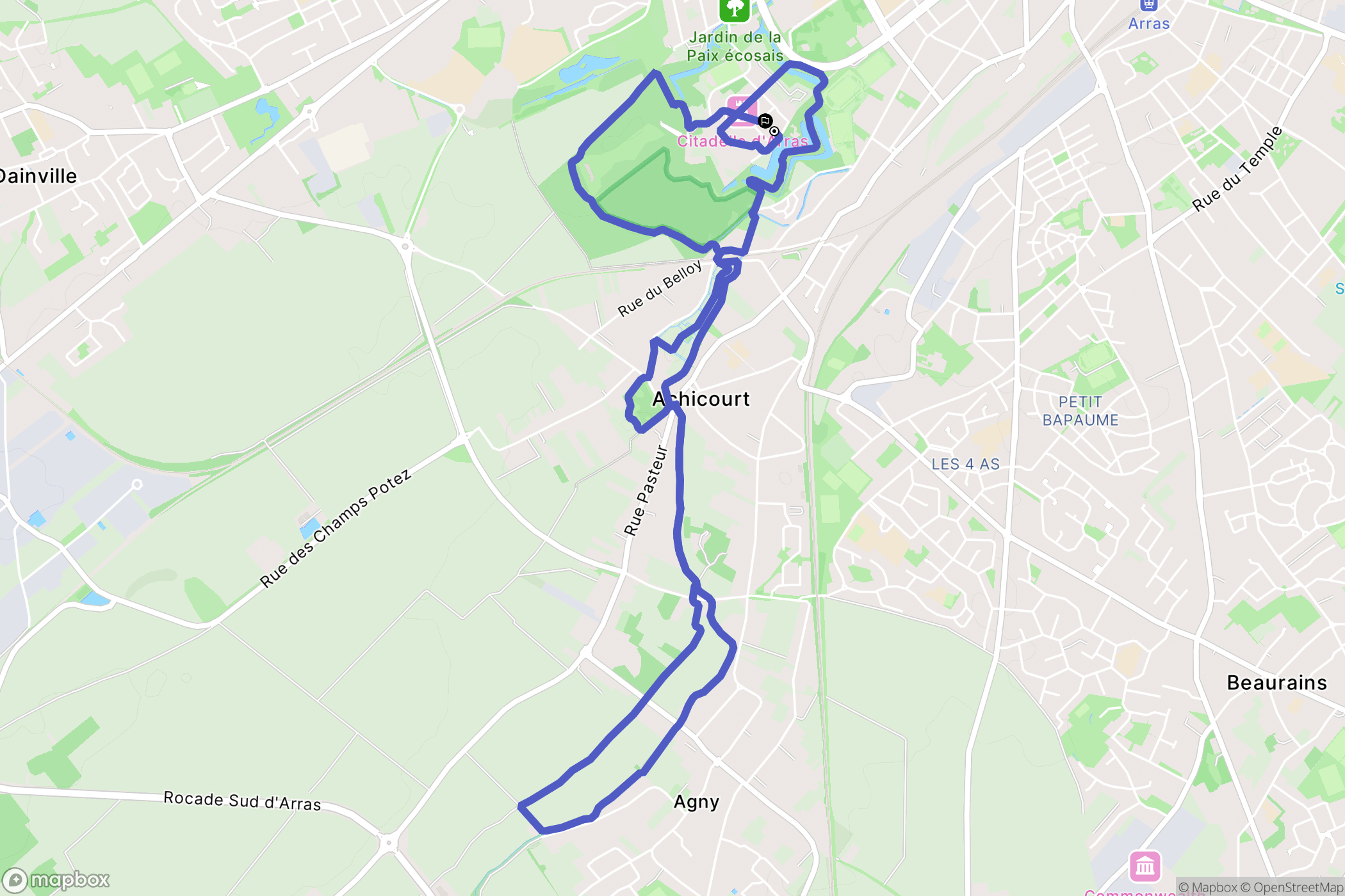 Arras : carte du parcours de randonnée - France