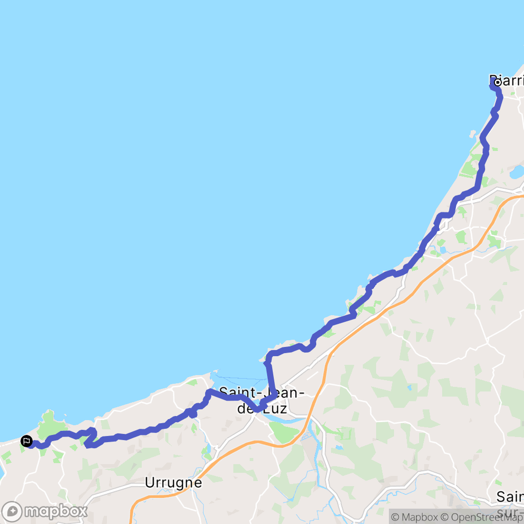 Biarritz : carte du parcours de randonnée - France