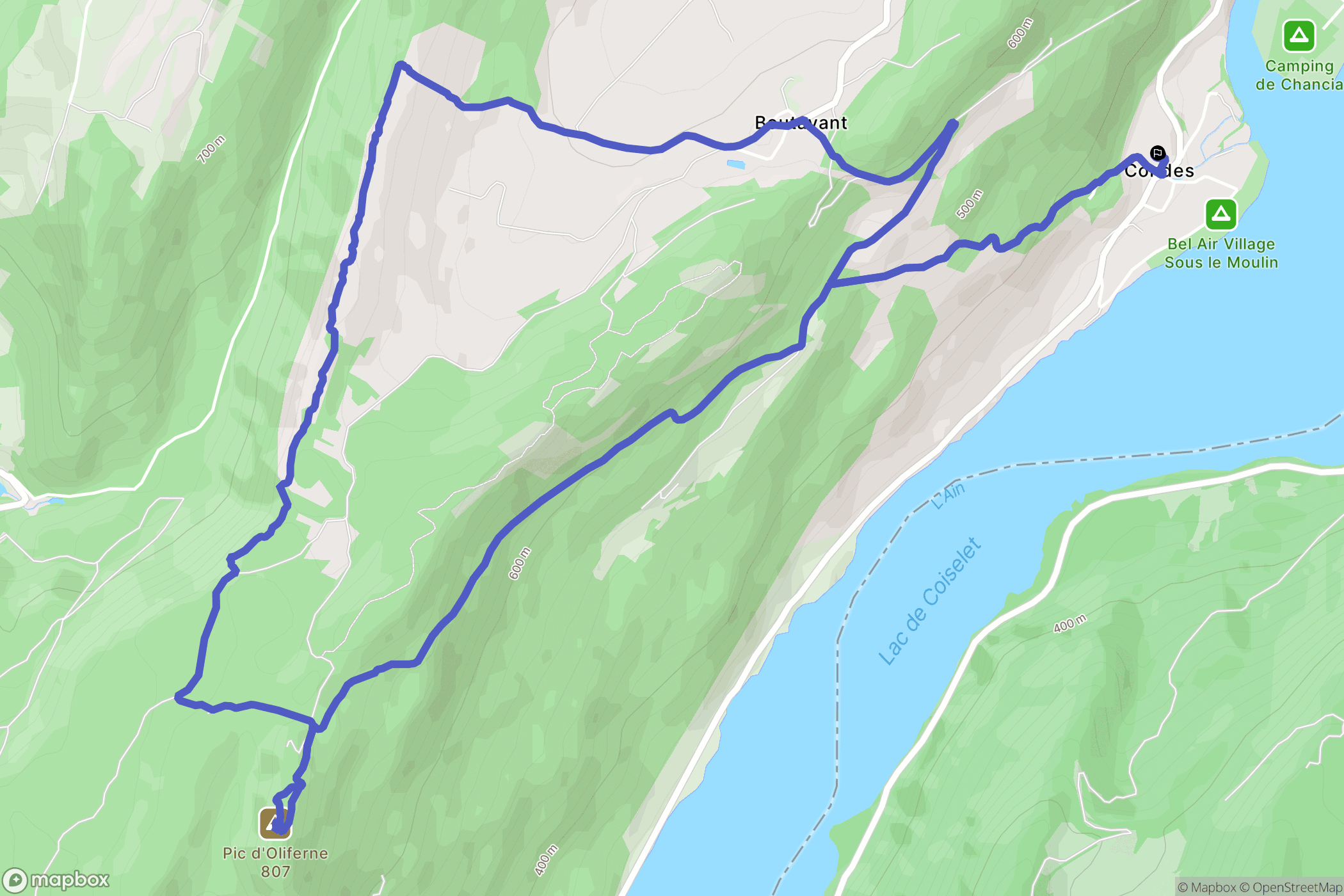Condes : carte du parcours de randonnée - France