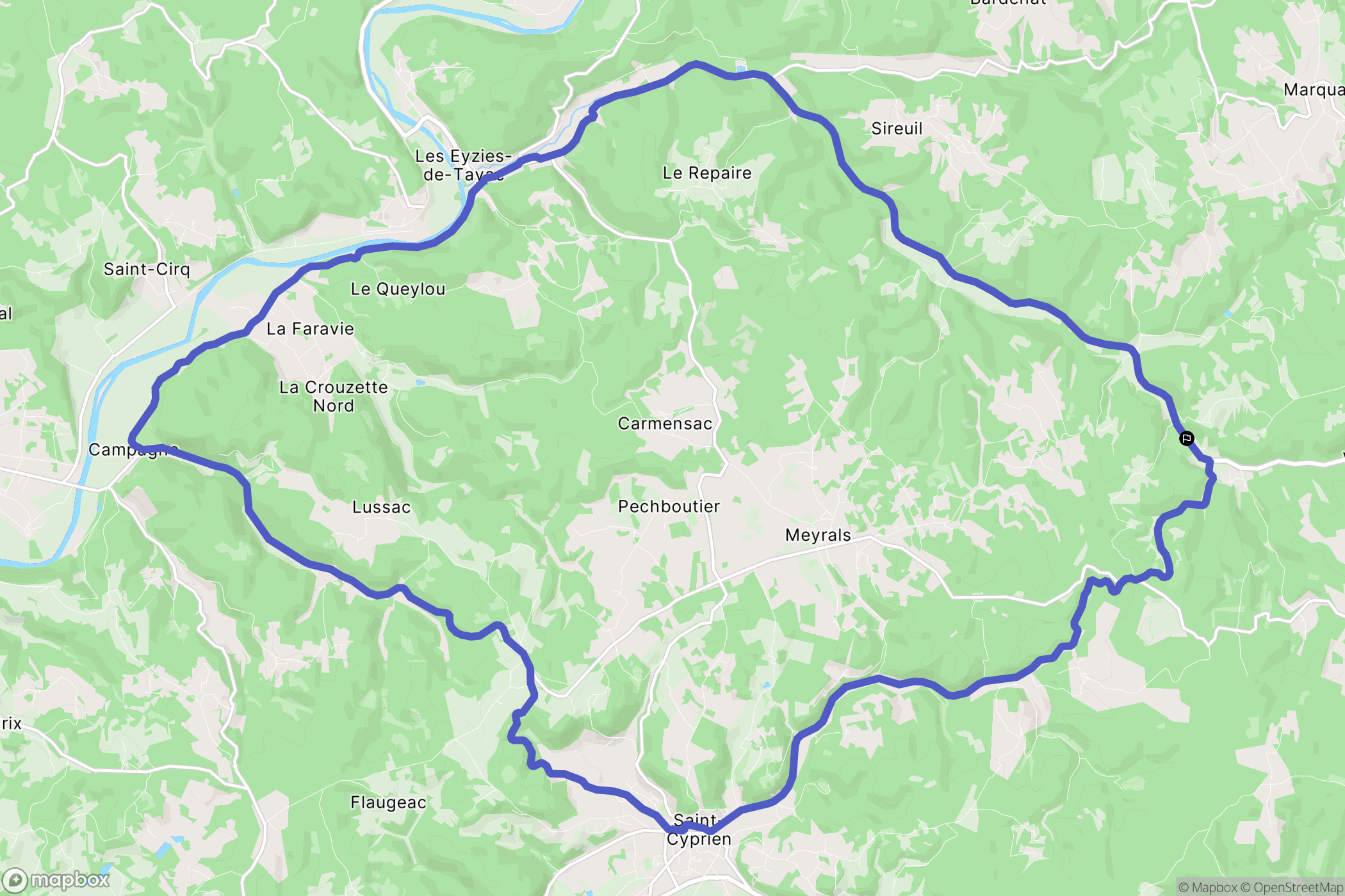 Saint-André-d'Allas : carte du parcours de randonnée - France