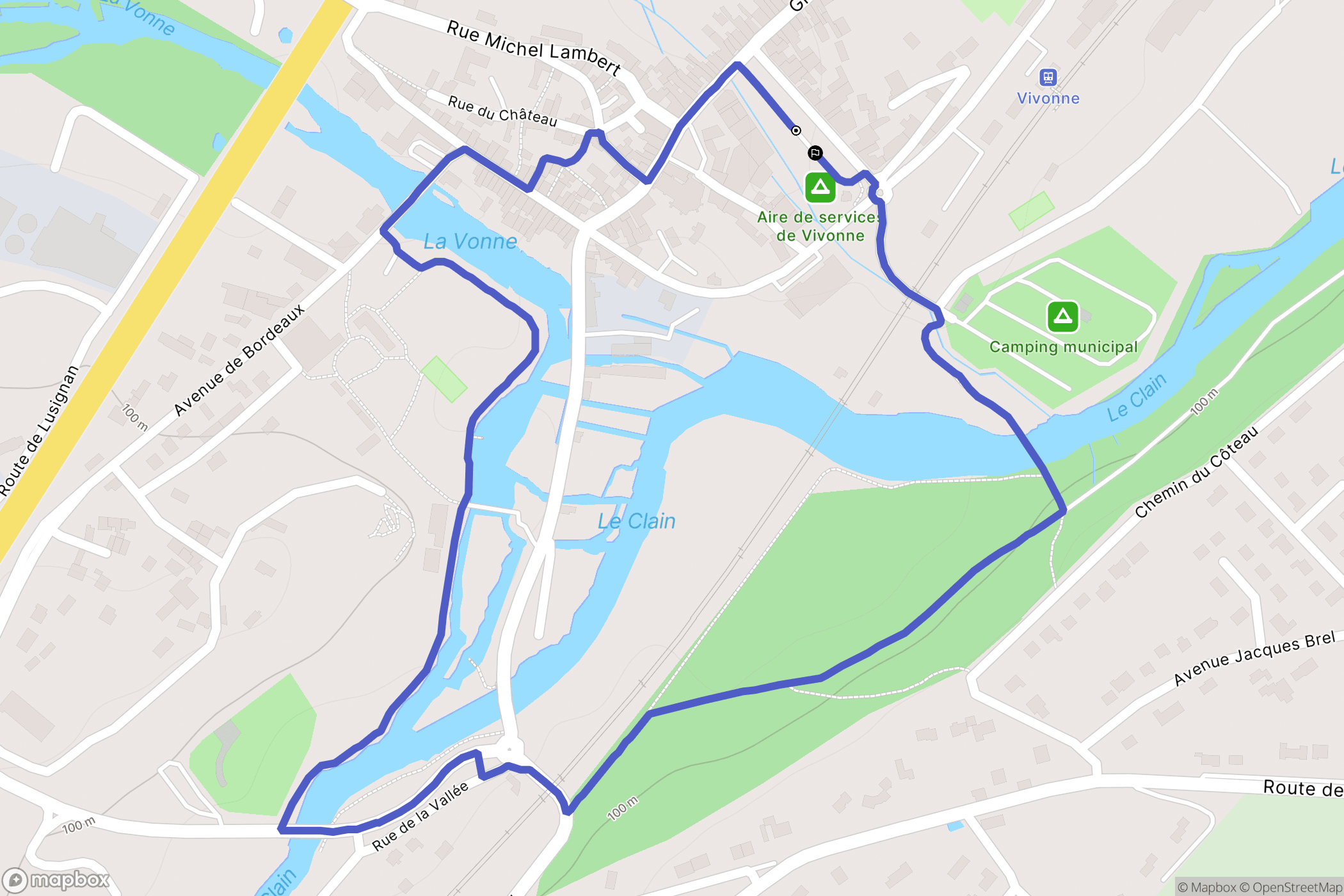 Vivonne : carte du parcours de randonnée - France