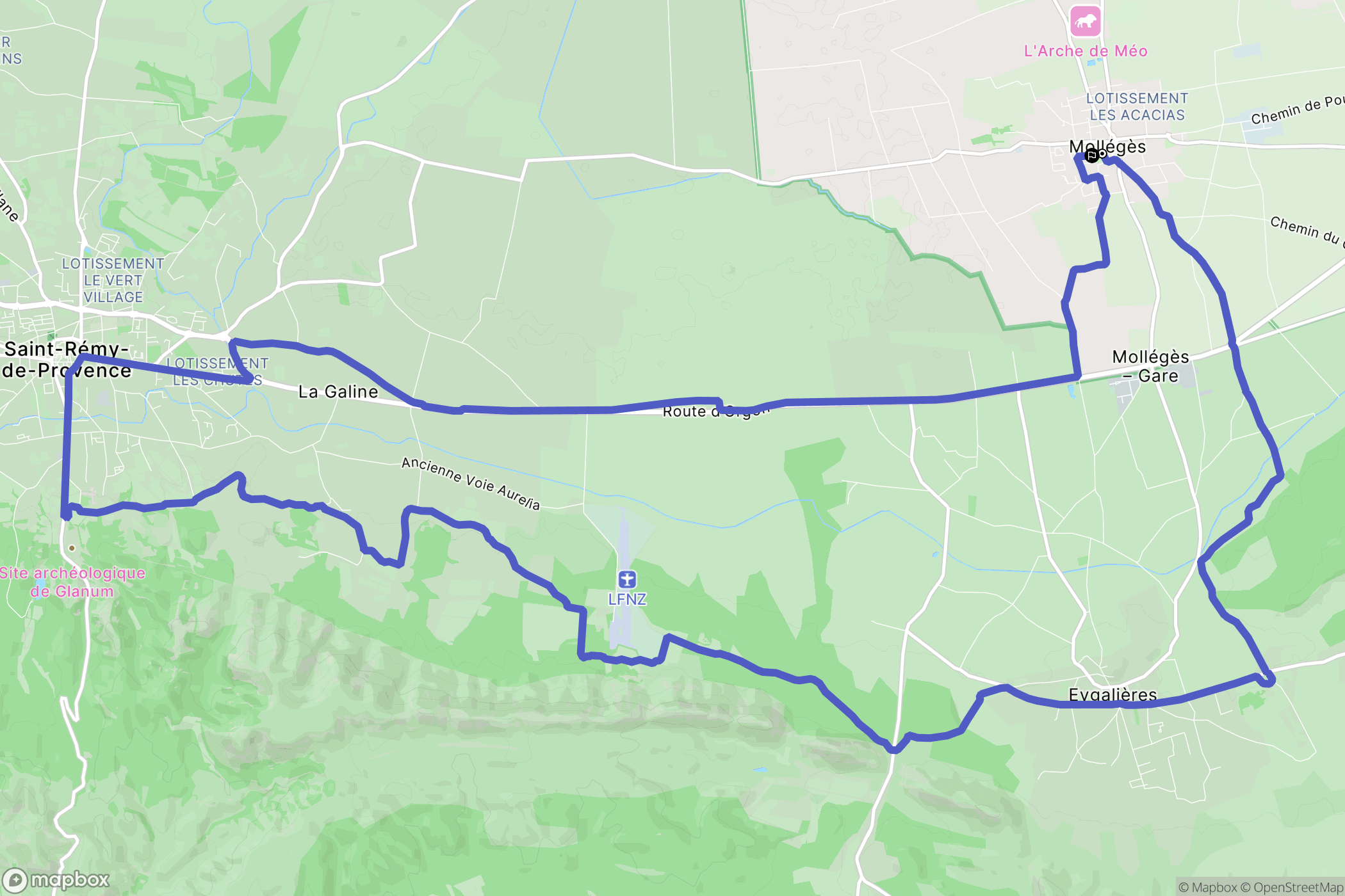 Mollégès : carte du parcours de randonnée - France