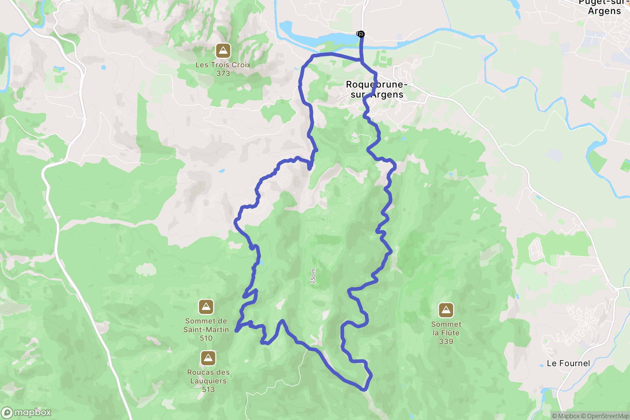 Roquebrune-sur-Argens : carte du parcours de randonnée - France