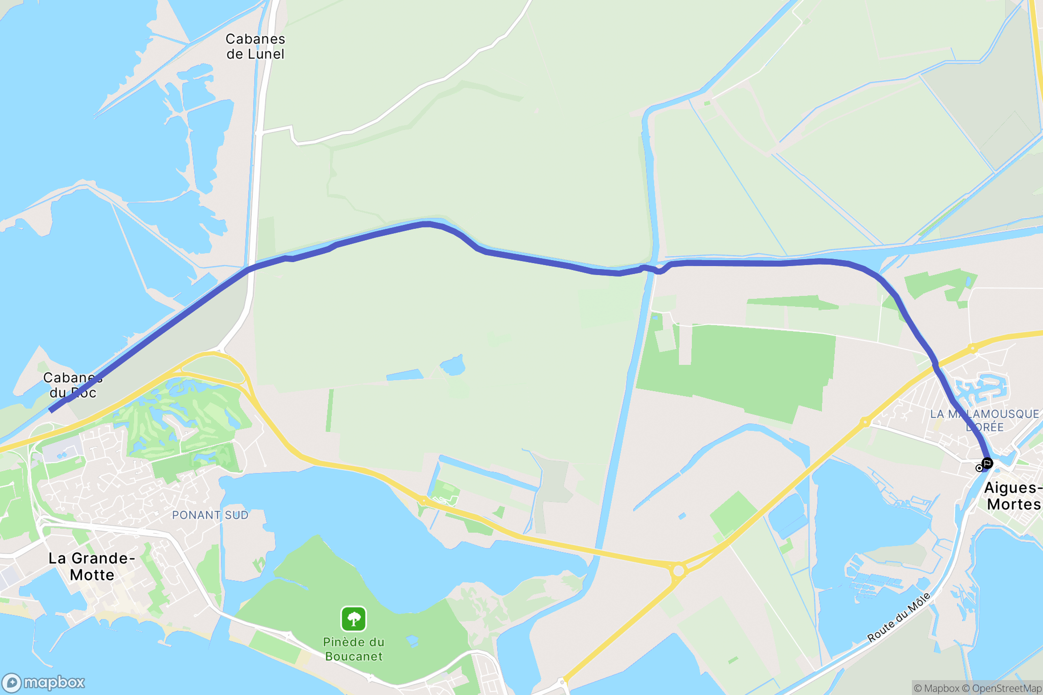 Aigues-Mortes : carte du parcours de randonnée - France