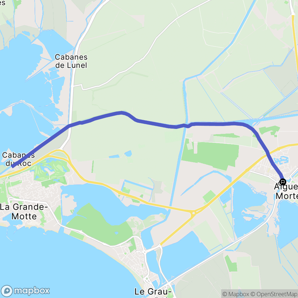 Aigues-Mortes : carte du parcours de randonnée - France