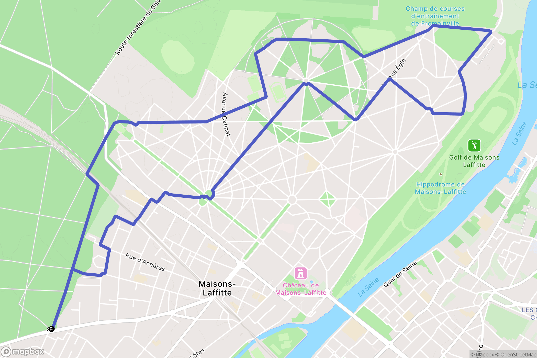 Saint-Germain-en-Laye : carte du parcours de randonnée - France