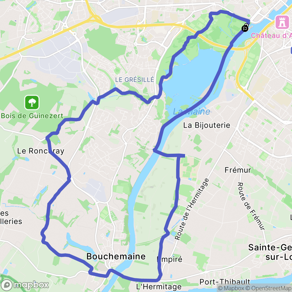 Angers : carte du parcours de randonnée - France
