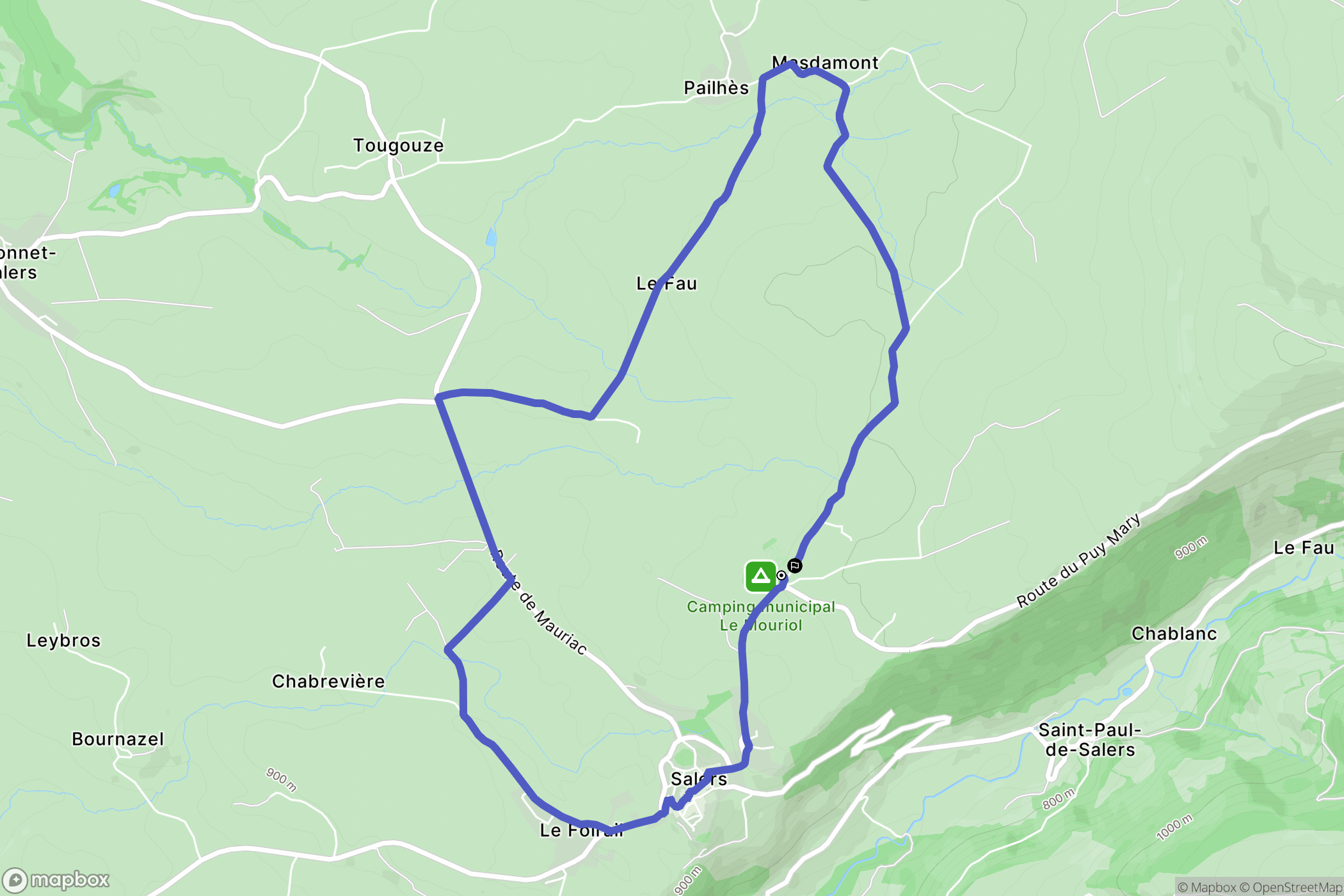 Salers : carte du parcours de randonnée - France