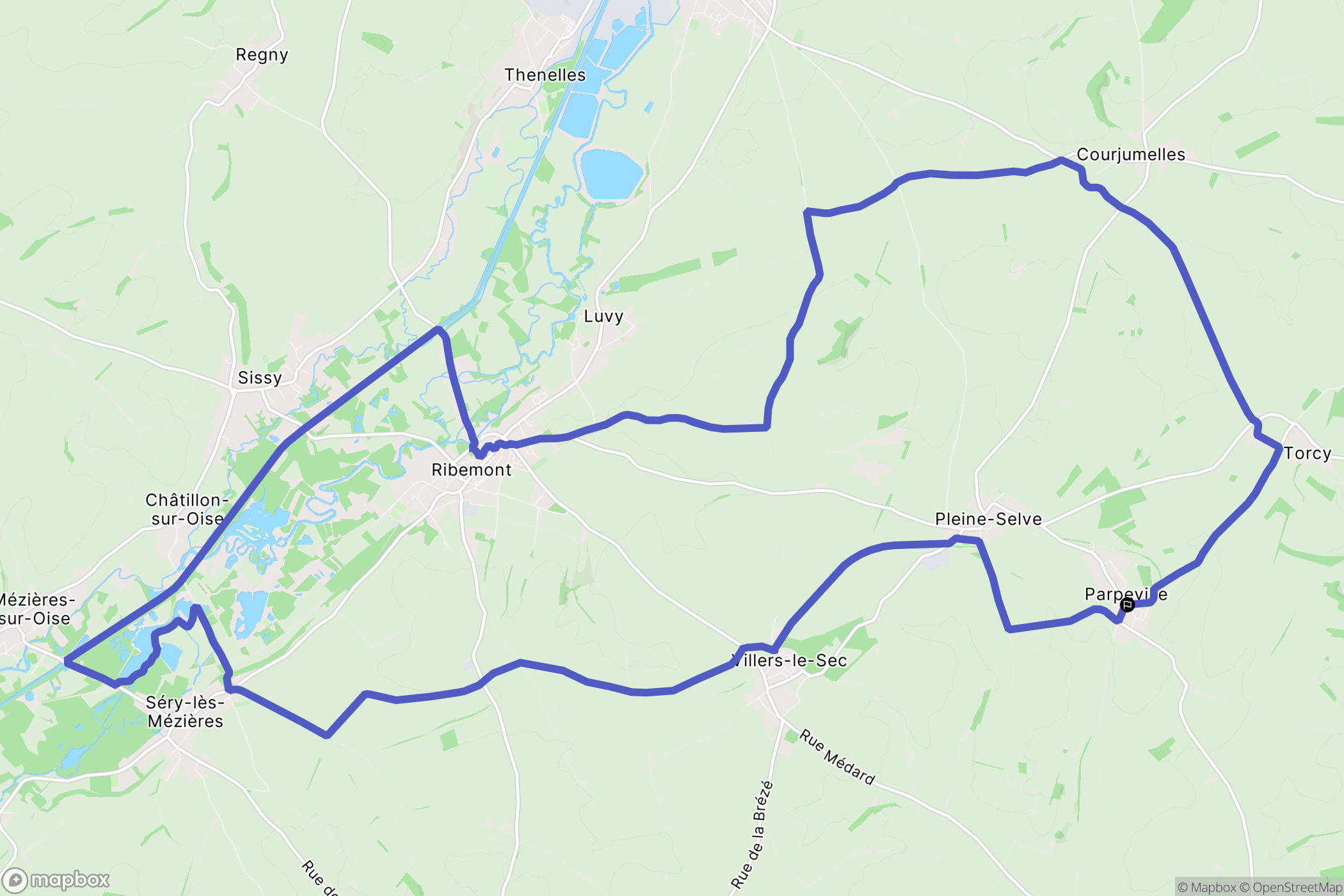 Parpeville : carte du parcours de randonnée - France
