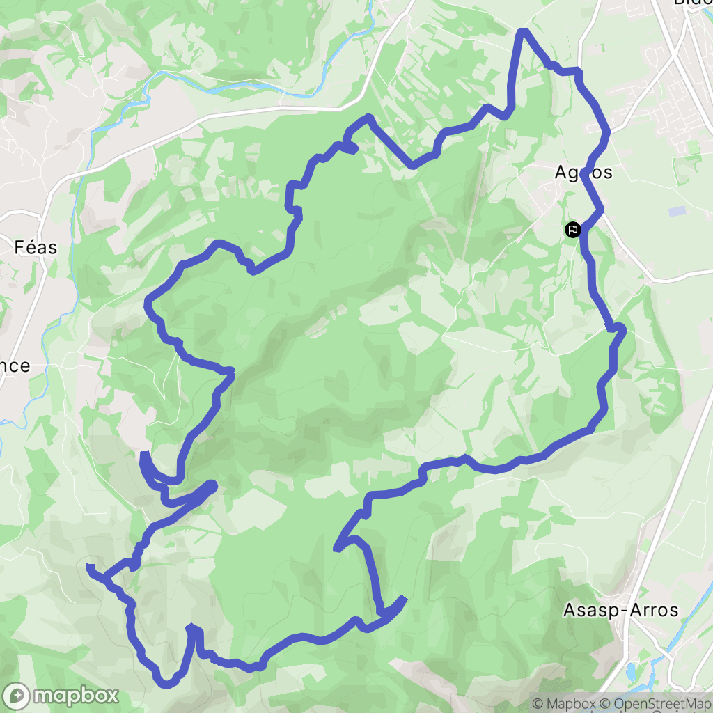 Agnos : carte du parcours de randonnée - France