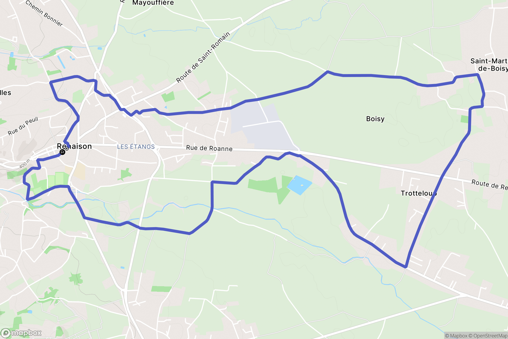 Renaison : carte du parcours de randonnée - France