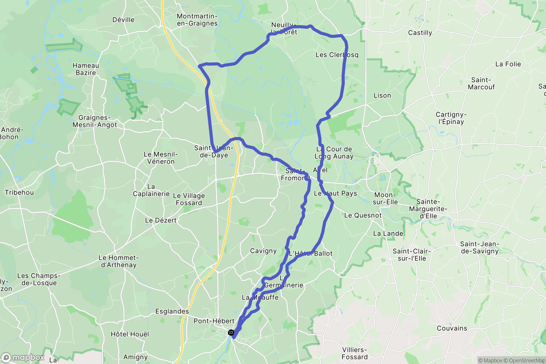 Pont-Hébert : carte du parcours de randonnée - France