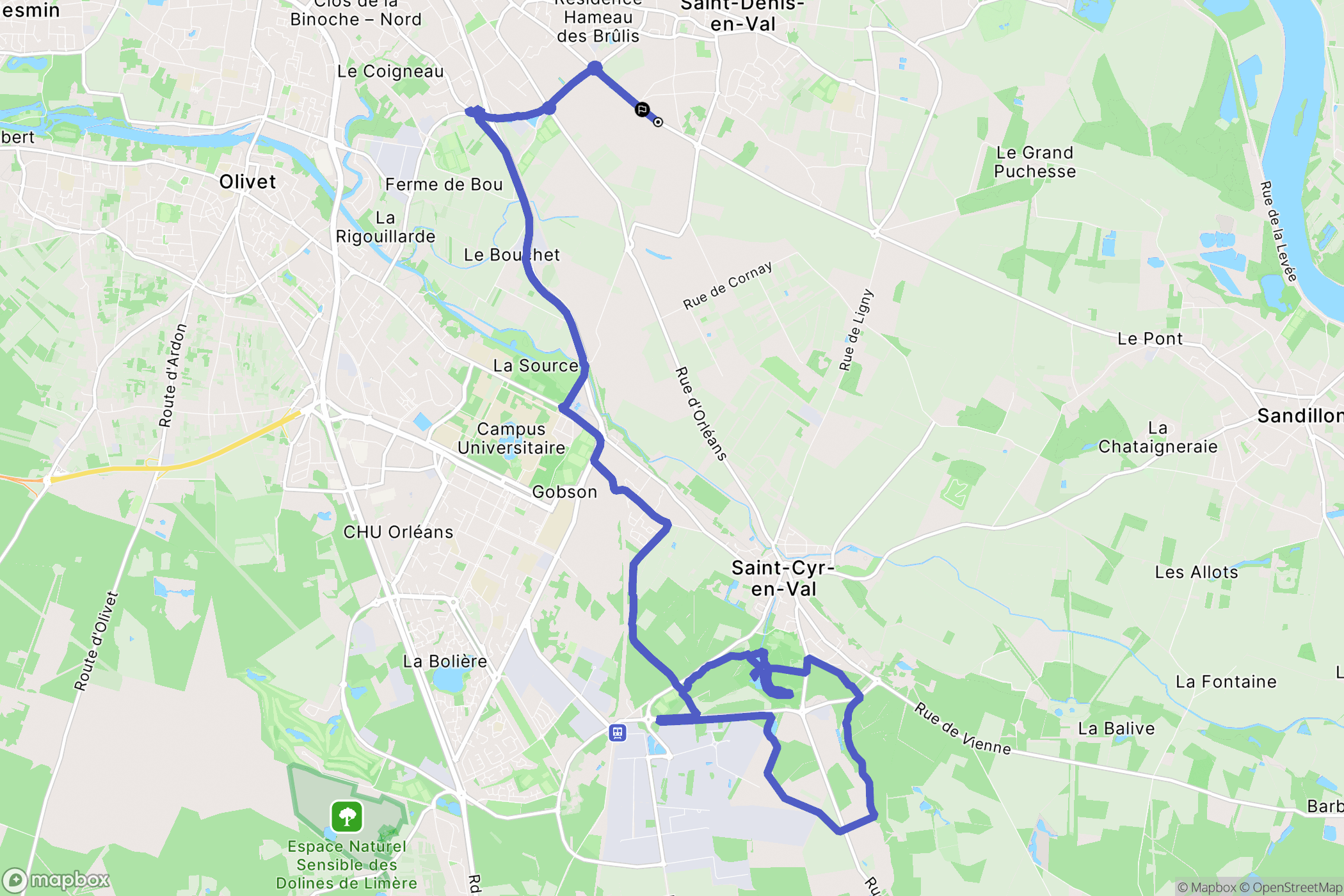 Saint-Denis-en-Val : carte du parcours de randonnée - France