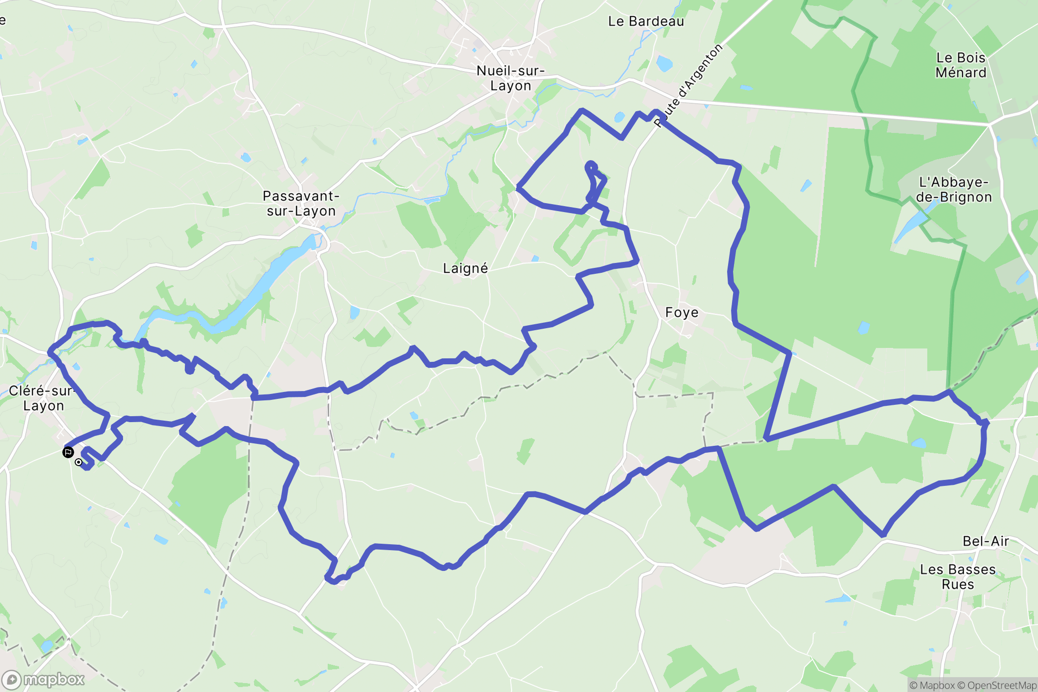 Cléré-sur-Layon : carte du parcours de randonnée - France