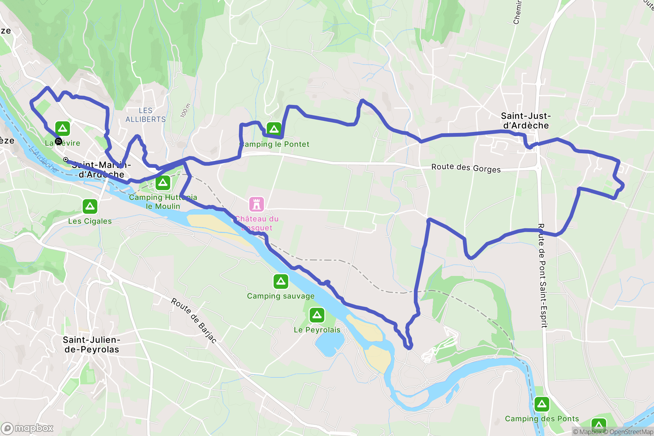 Saint-Martin-d'Ardèche : carte du parcours de randonnée - France
